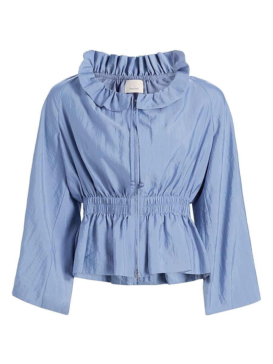 Women's Deana Ruffle Zip-Front Jacket - Stonewash - Size XL