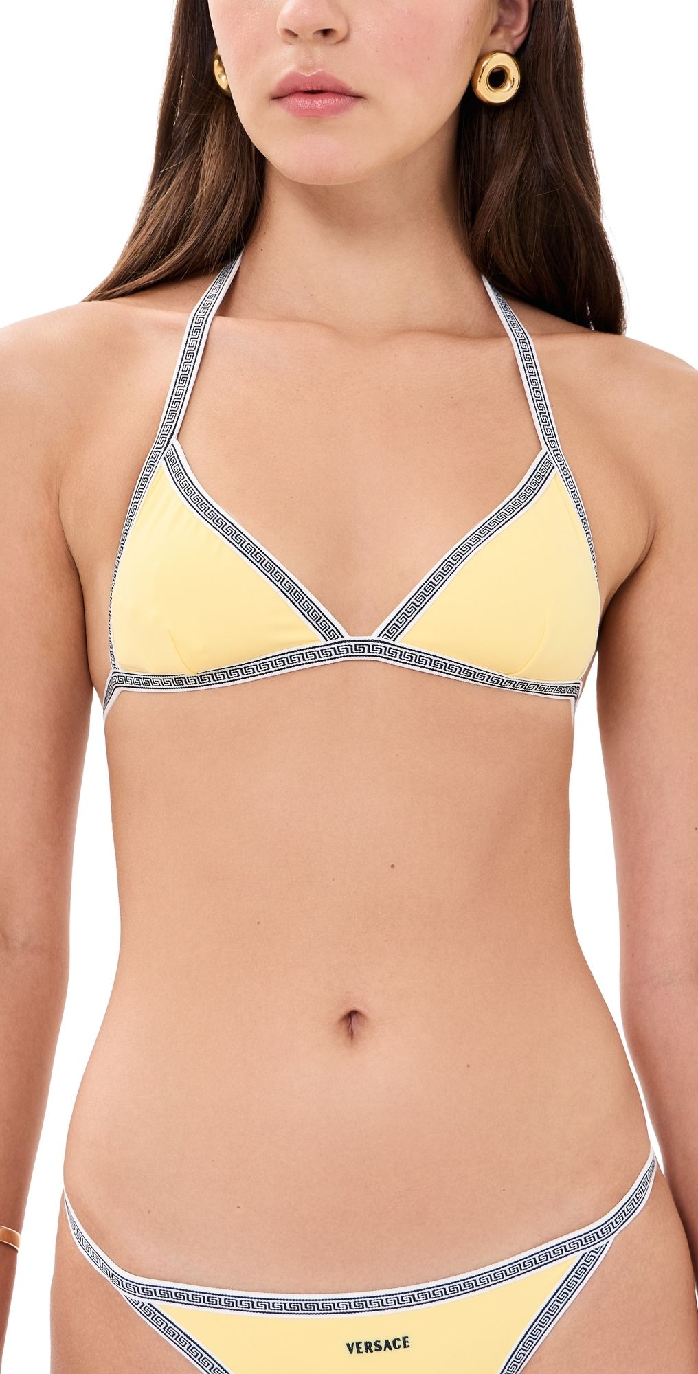 Versace Embroidered Logo Bikini Top Butter Yellow 4