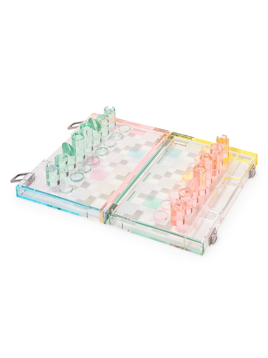 Game On Mini Lucite Aurora Chess & Checkers Set
