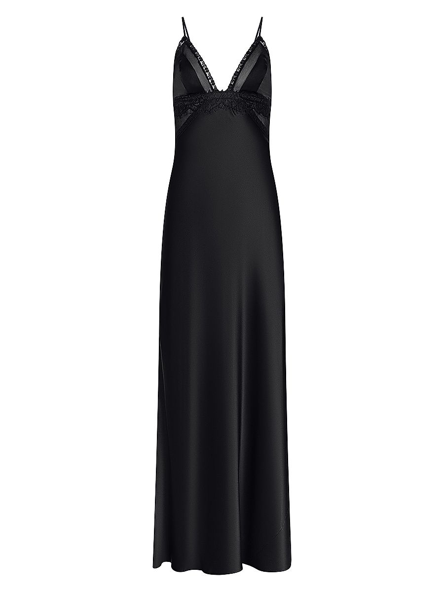 Women's Elsa Lingerie Silk Maxi Slipdress - Black - Size 18