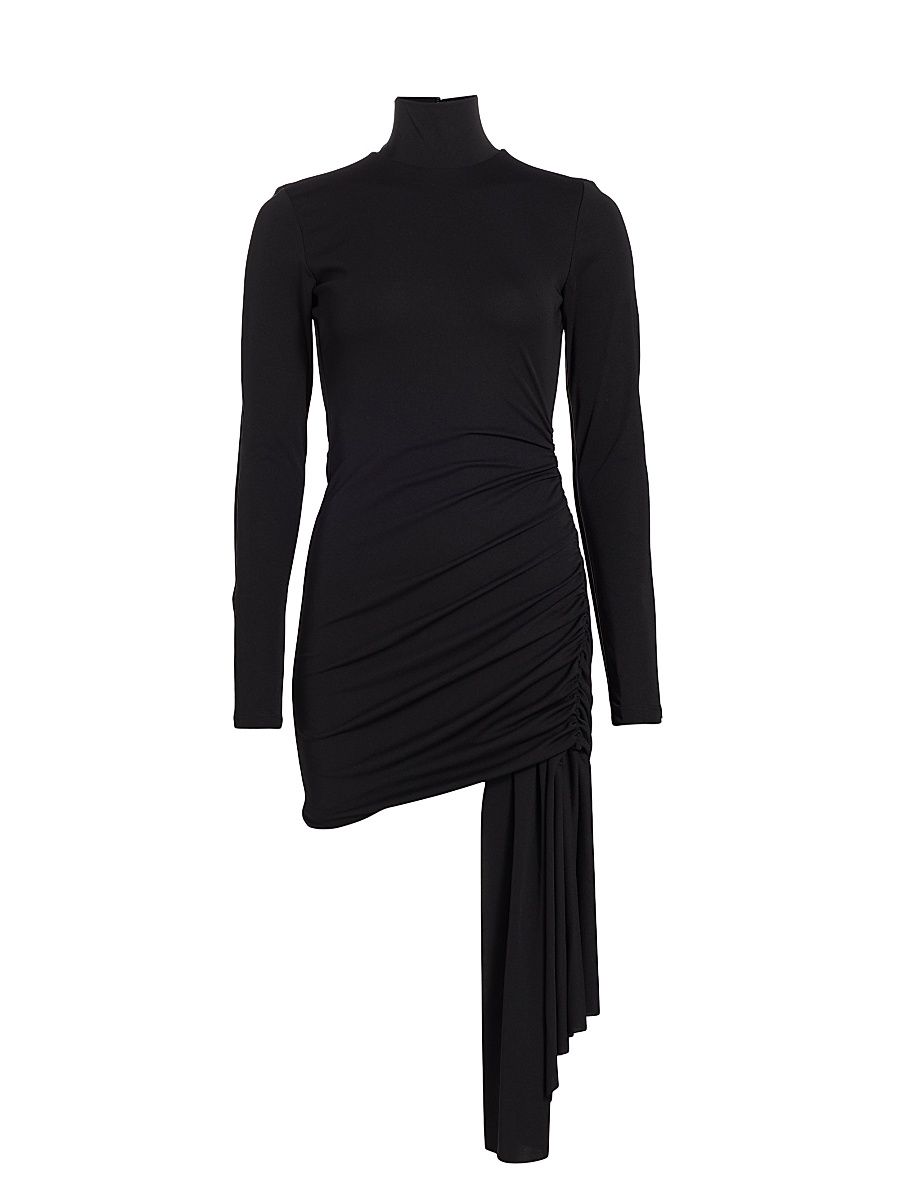 Women's Ronaldo Ruched Jersey Drape Minidress - Black - Size Large