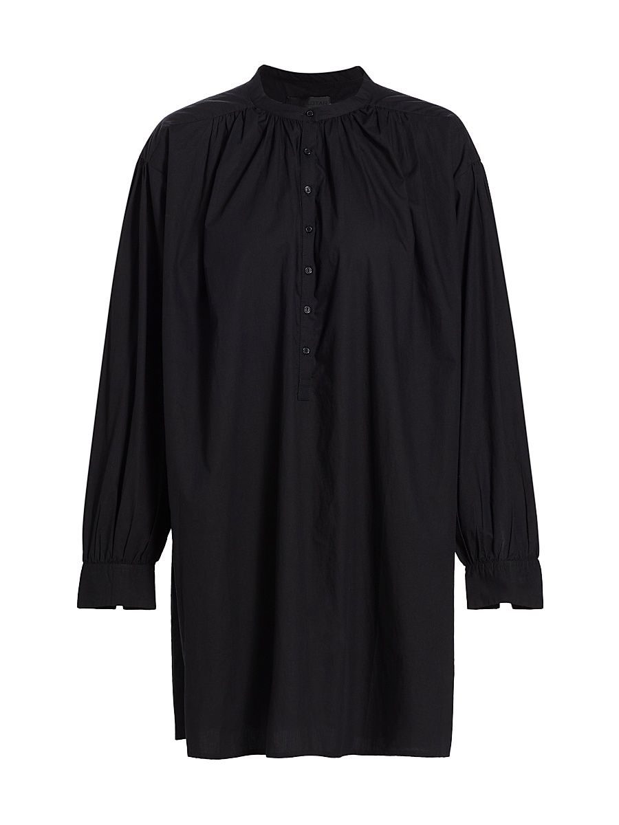 Women's Najam Cotton Button-Up Mini-Shirtdress - Black - Size Large