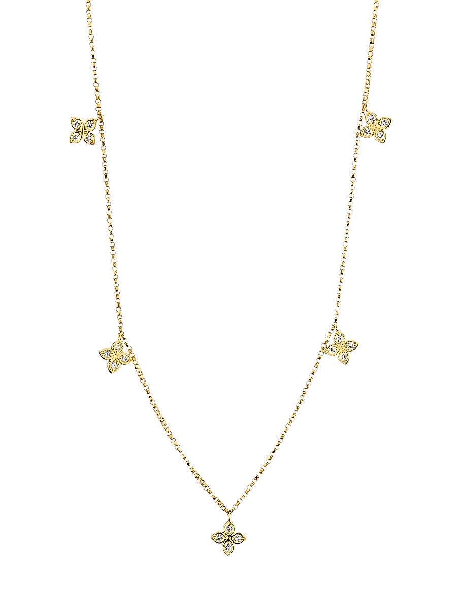 Women's Love In Verona 18K Yellow Gold & 0.18 TCW Diamond Flower Station Necklace - Yellow Gold