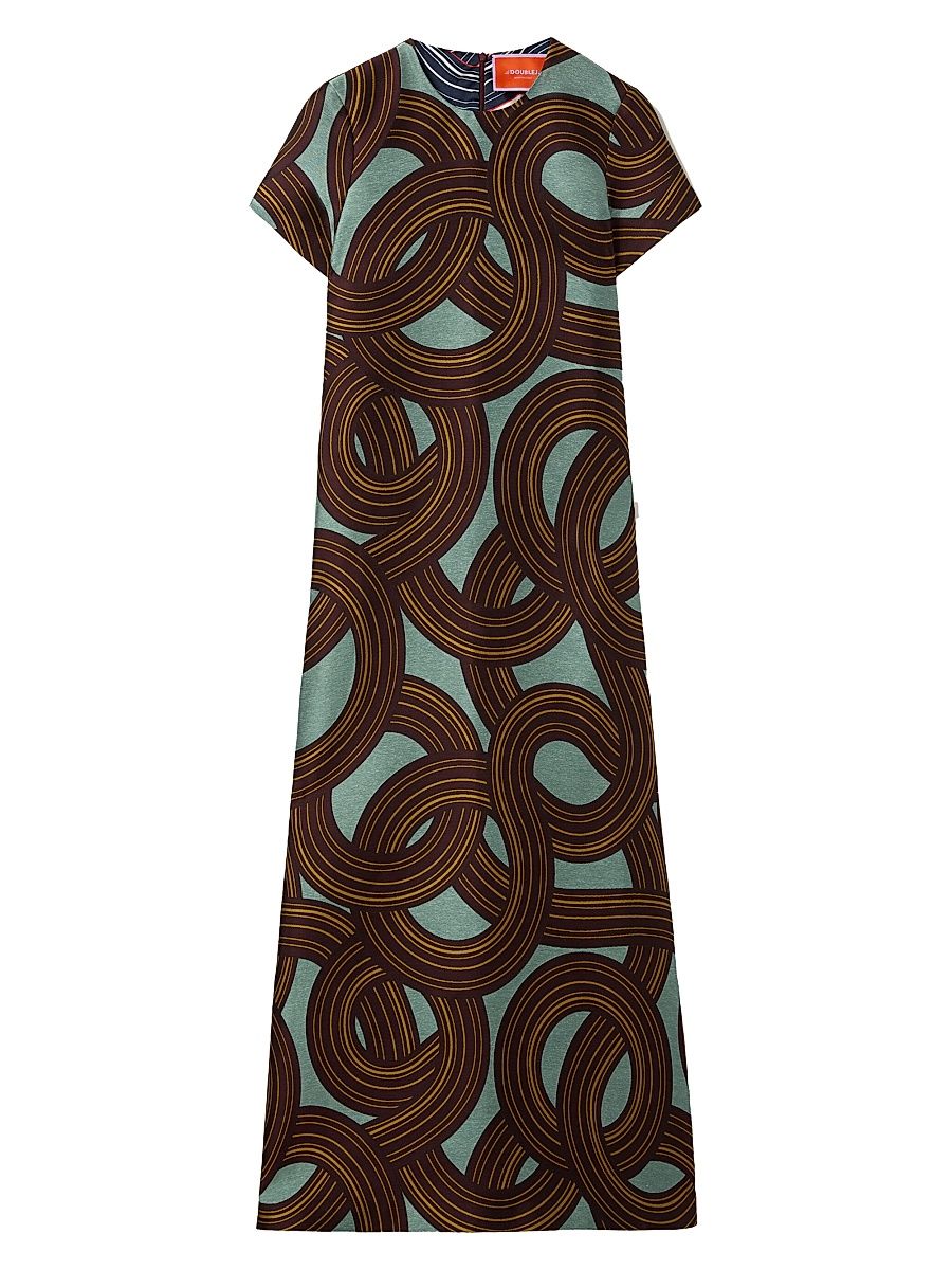 Women's Swing Dress - Montecarlo Jacquard Dusty Blue - Size XL