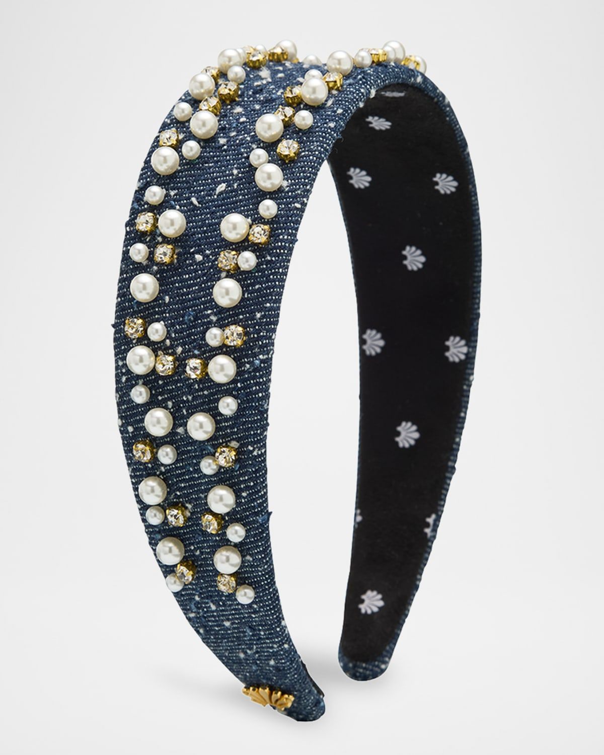Cher Faux Pearl & 14K Gold-Plated Denim Headband