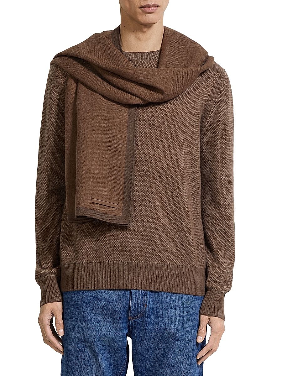 Men's Cashmere and Silk Scarf - Brown