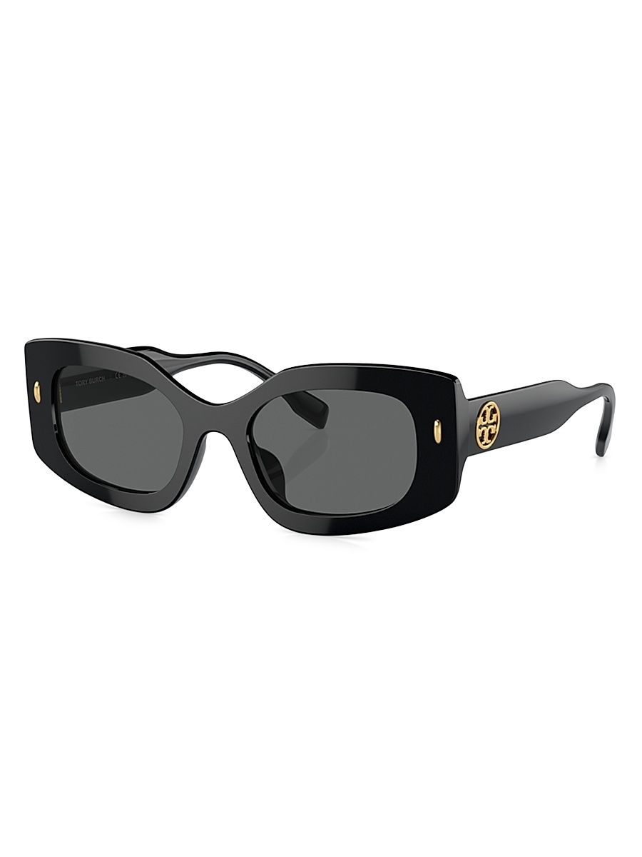 Women's 50MM Rectangular Sunglasses - Black Dark Grey