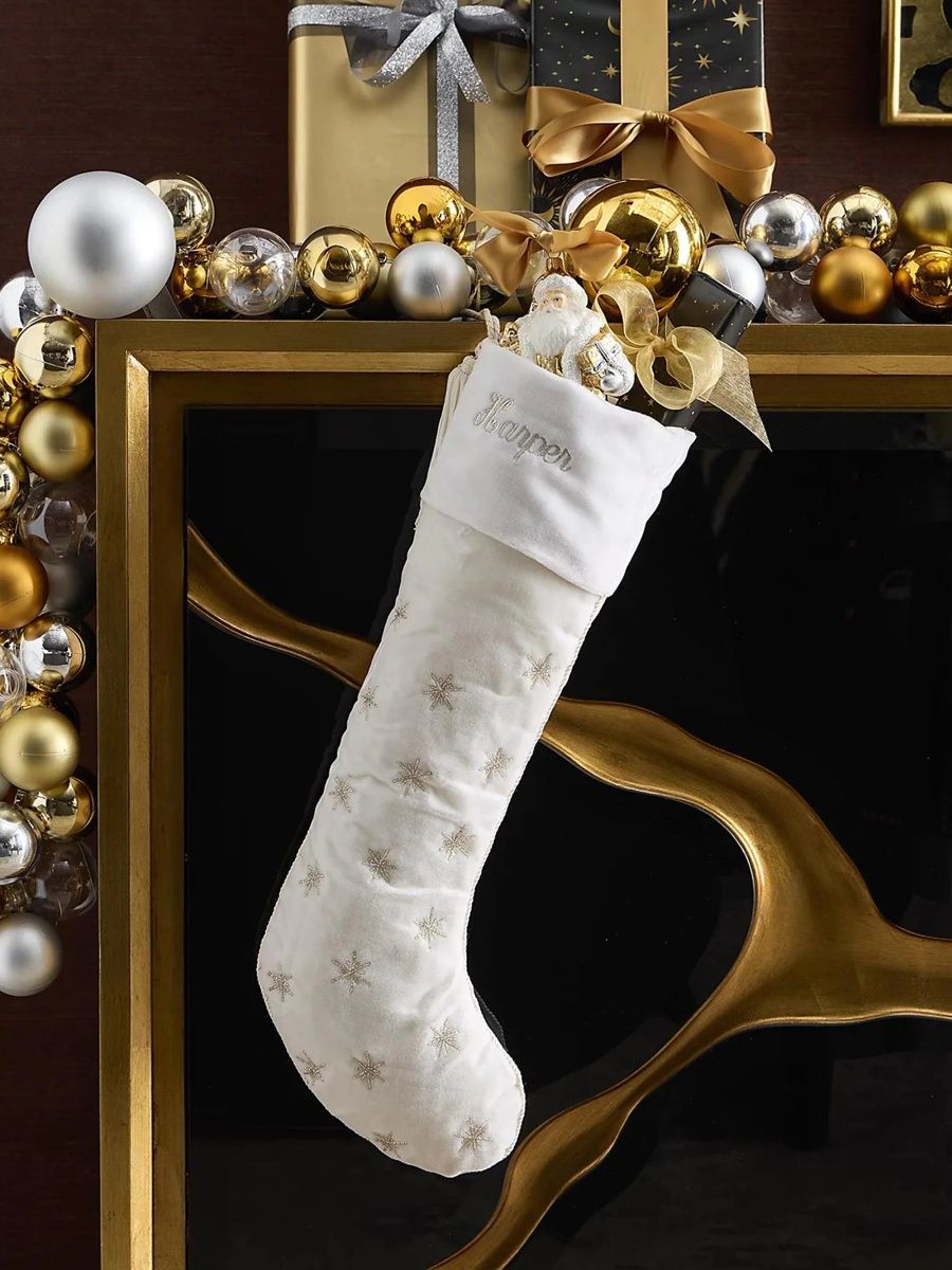 Sudha Pennathur Winterglow Velvet Snowflake Stocking