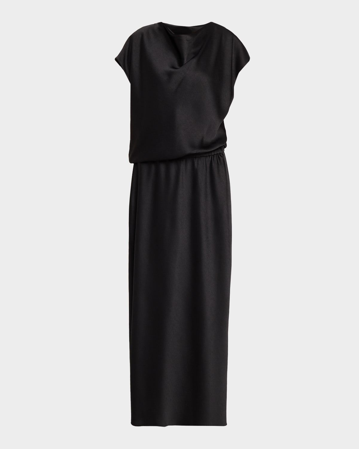 Draped Cowl-Neck Satin Dress