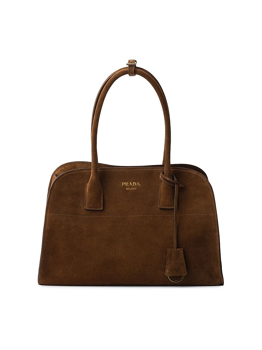 Women's Medium Suede Tote Bag - Dark Brown