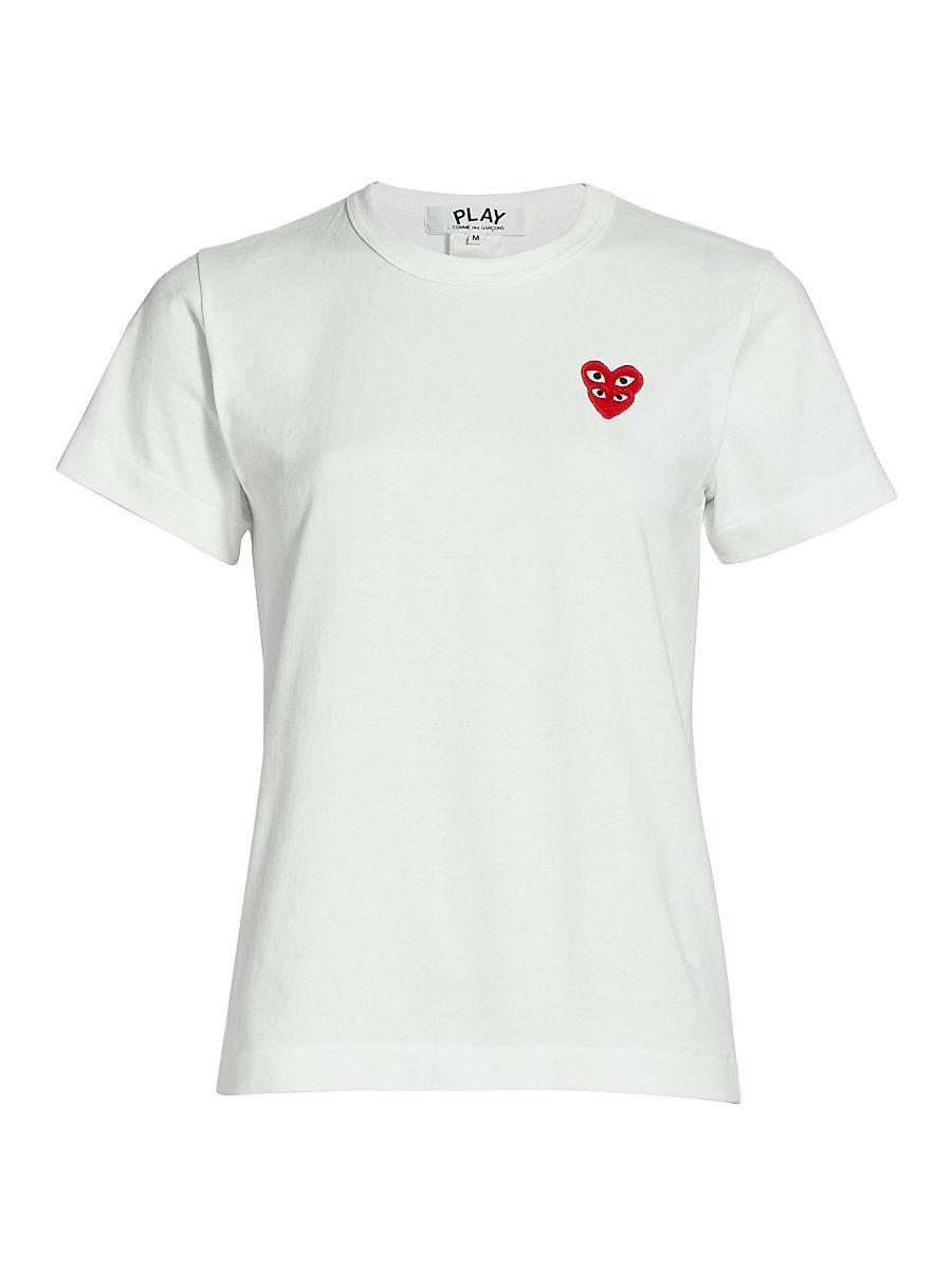 Women's Double Heart T-Shirt - White - Size XS