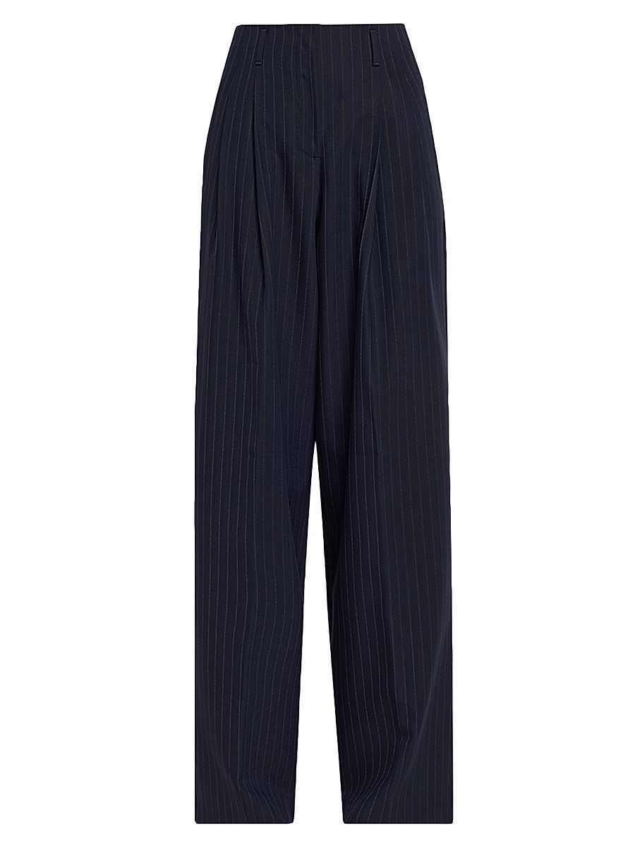 Women's Journey Pinstripe Wool Pants - Dark Blue - Size 10