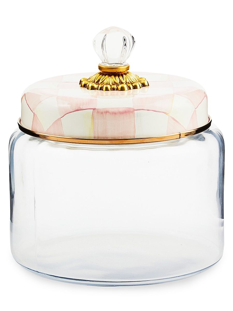 Medium Rosy Check Glass Kitchen Canister