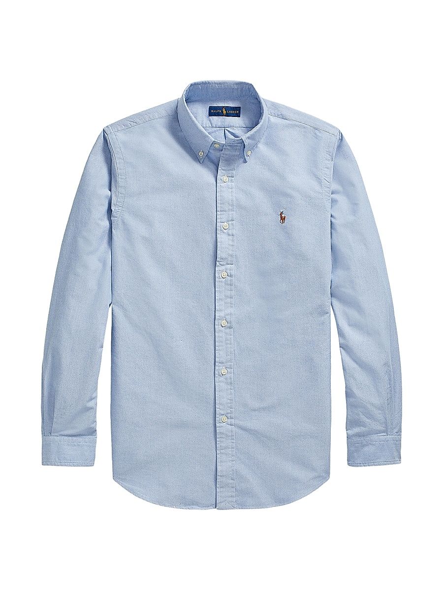 Men's Custom-Fit Cotton Oxford Shirt - Blue - Size XXL