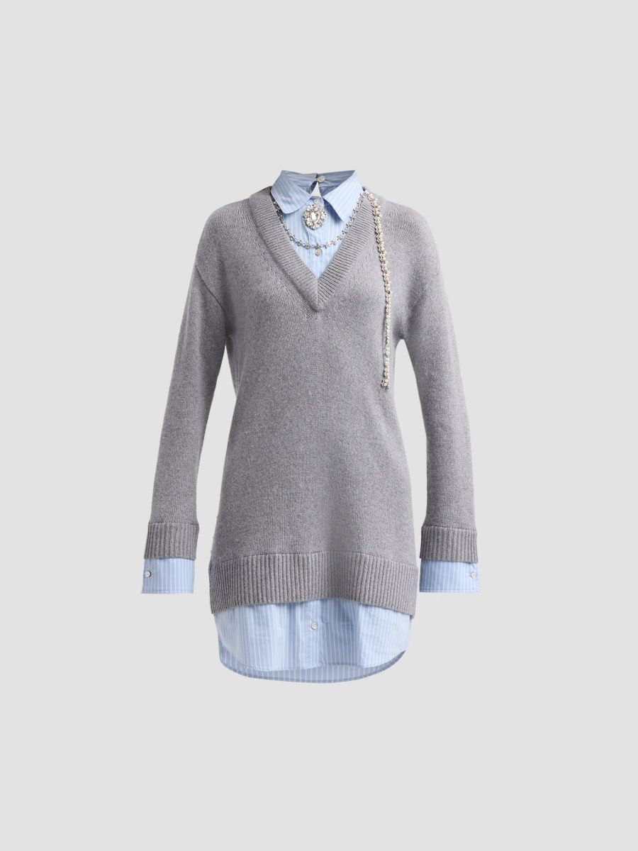Women's Santina Mixed-Media Mini Sweaterdress - Heather Grey - Size XXS