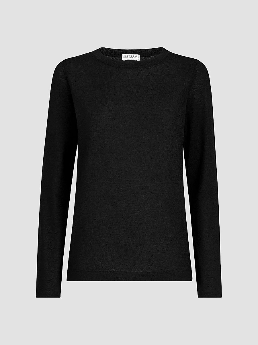 Women's Cashmere and Silk Lightweight Sweater - Black - Size XXS