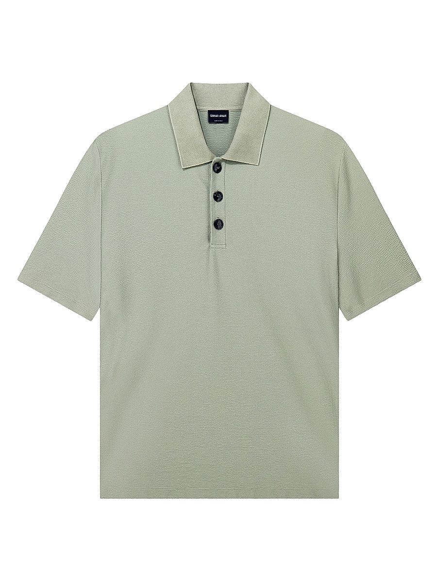 Men's Seersucker Polo Shirt - Jade - Size XL