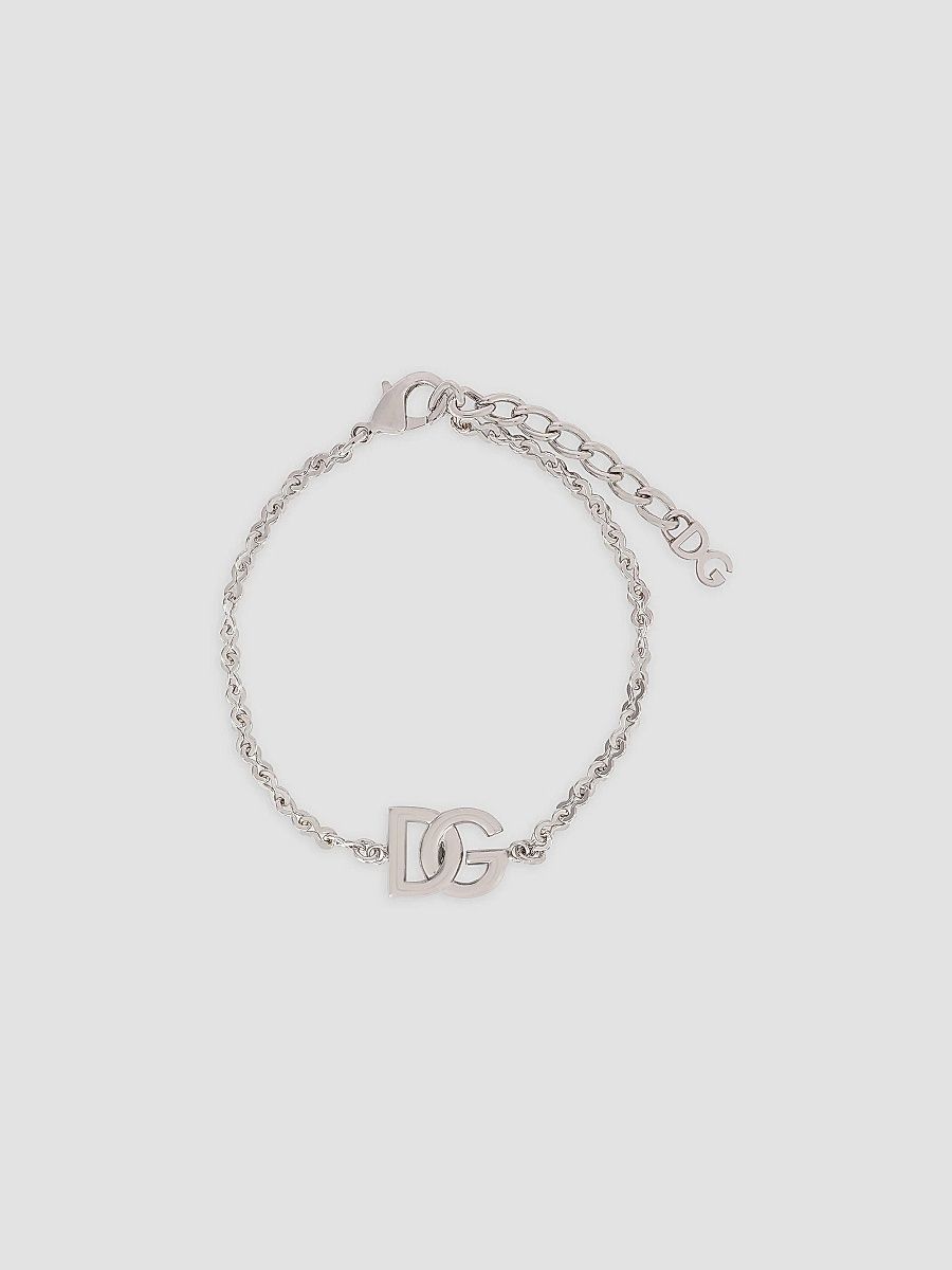 Men's Brass Rolo Chain Bracelet - Silver