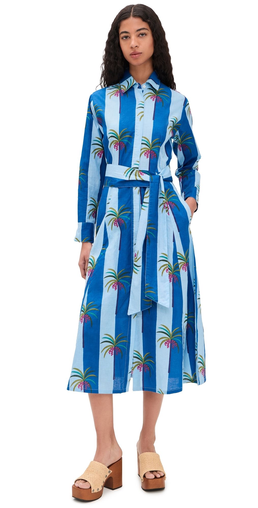 Guadalupe Design Luciana Palm Dress Blue L
