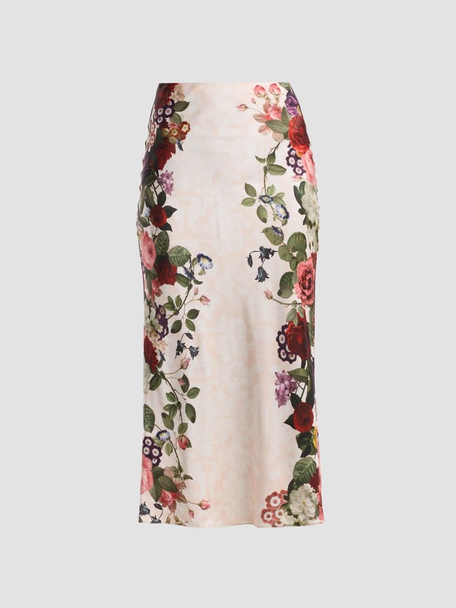 ALICE + OLIVIA Women's Maeve Floral Midi Slip Skirt - Hollywood Dreams Blush - Size 14