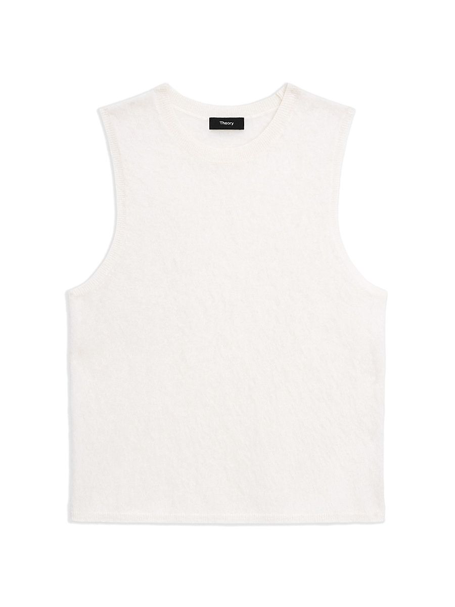 Women's Brushed Cashmere Sleeveless Top - Ivory - Size Large