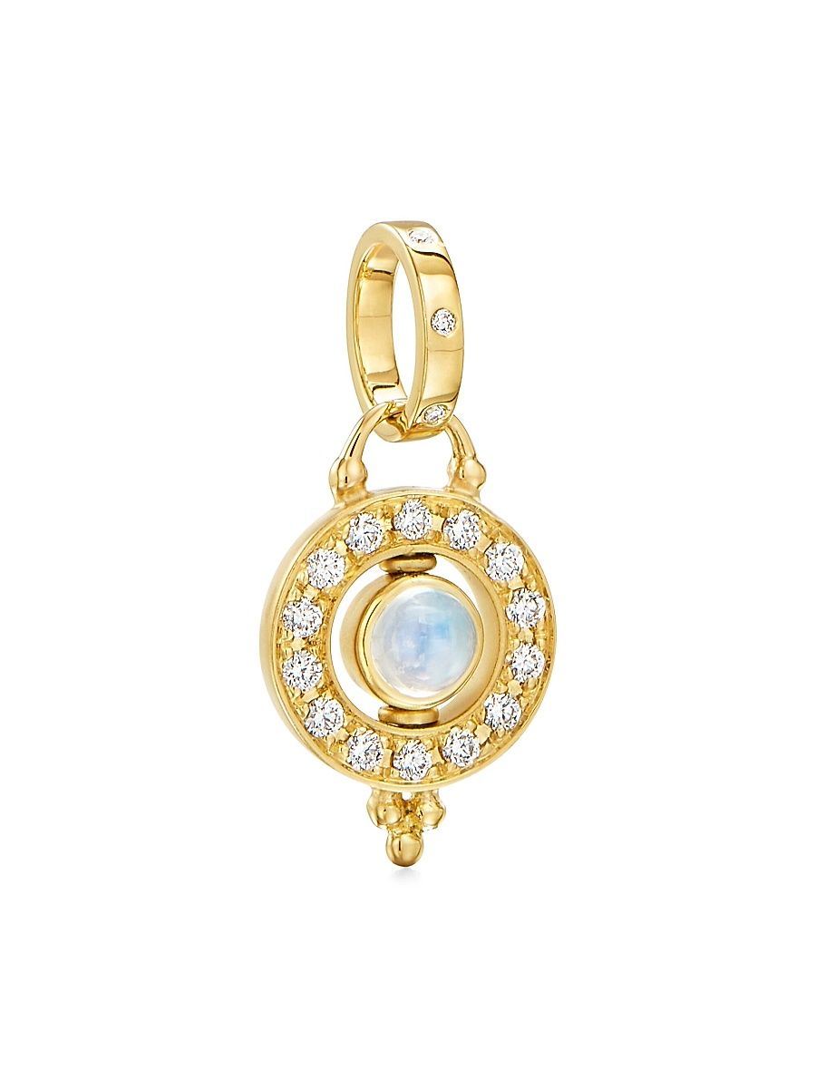 Women's Celestial 18K Yellow Gold Moonstone & Diamond Mini Orbit Pendant - Gold
