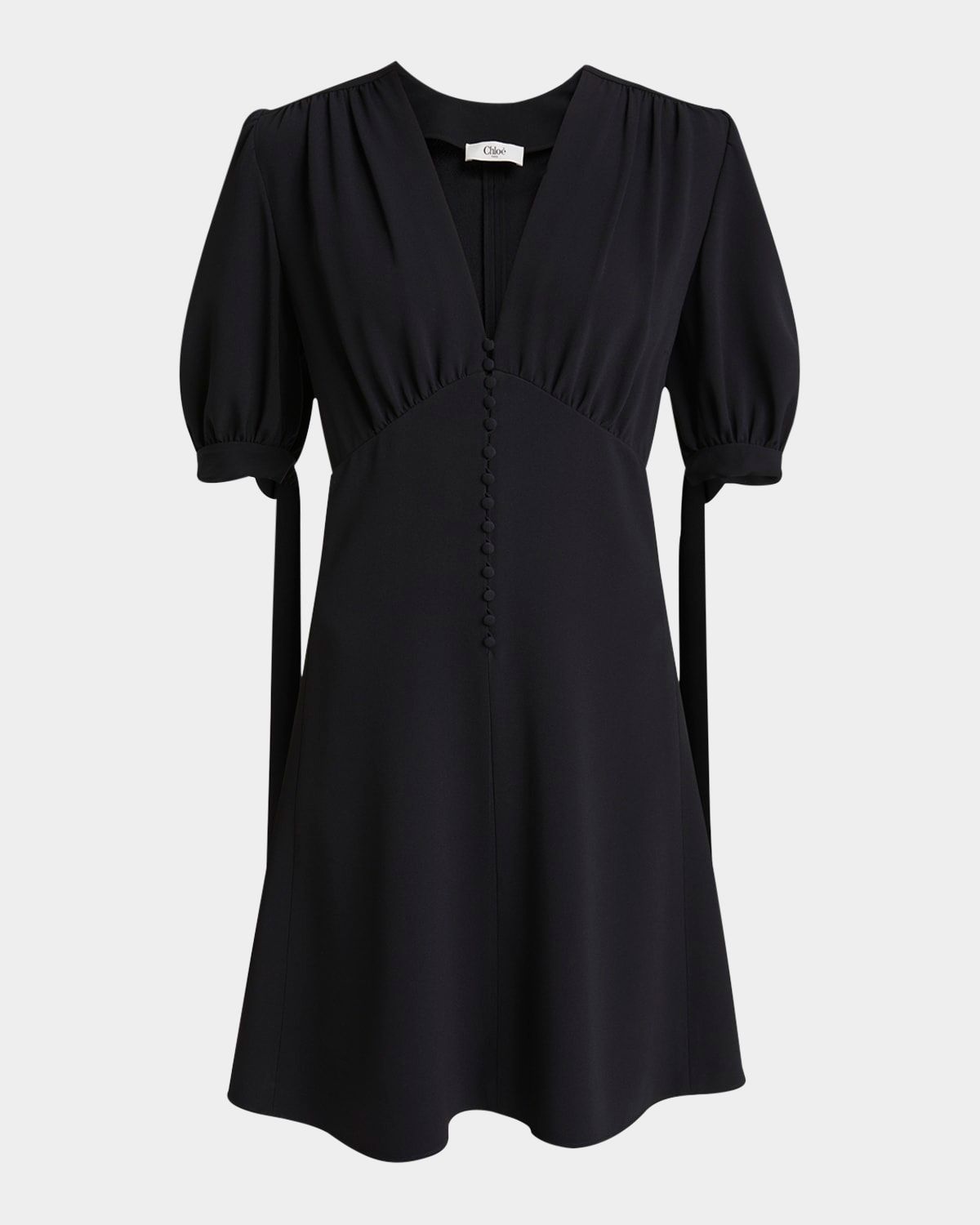 Empire-Waist Puff-Sleeve Dress