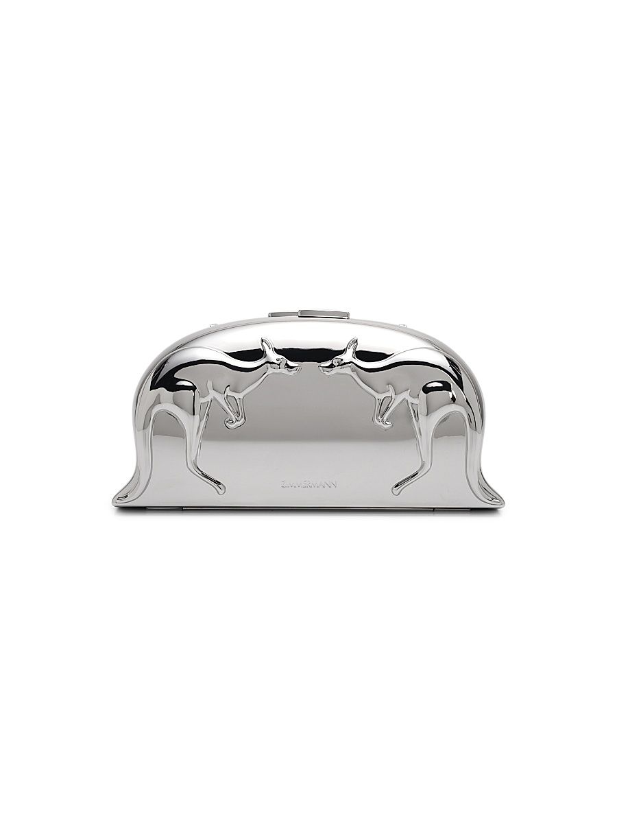 Women's Rapture Kangaroo-Motif Metallic Clutch - Silver
