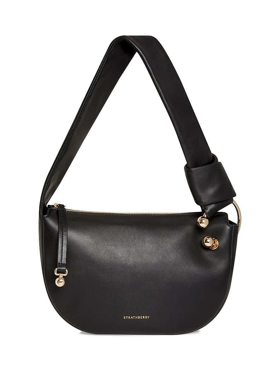 Women's Mini Halo Leather Shoulder Bag - Black