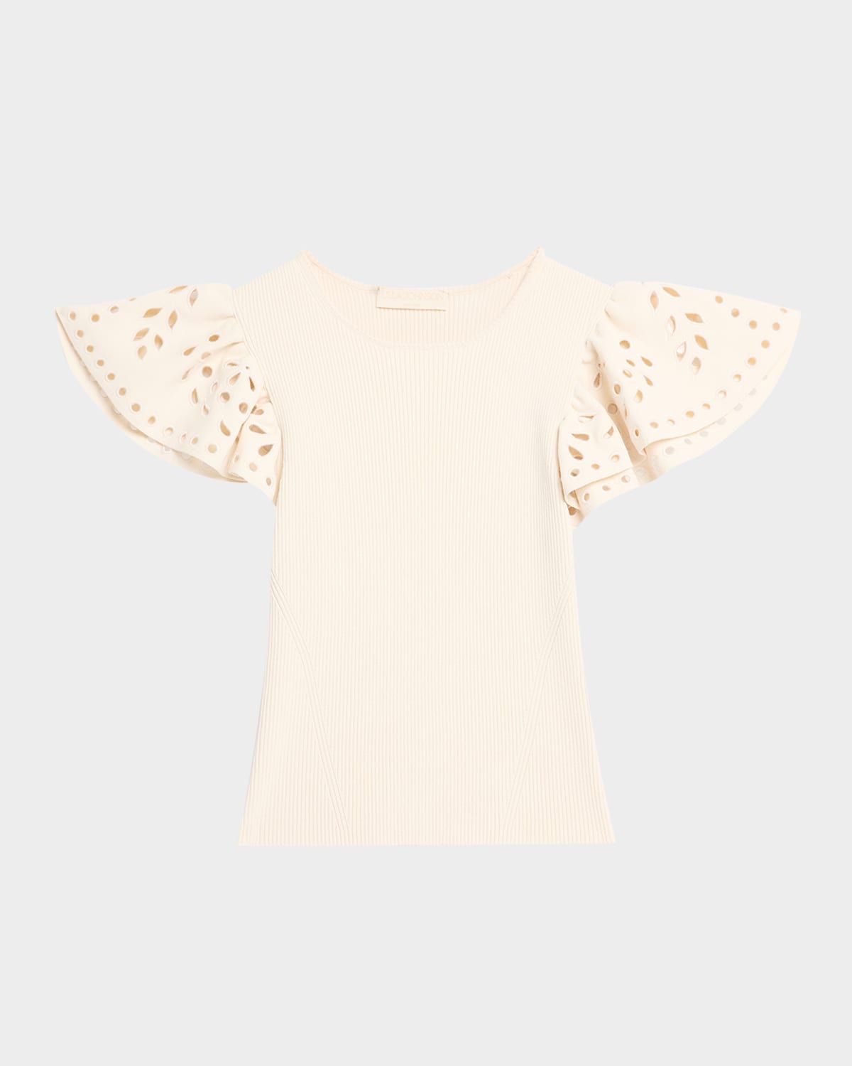 Edith Knit Ruffle-Sleeve Top