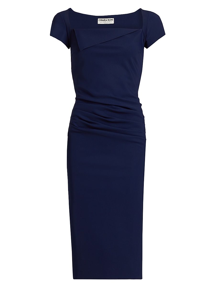 Women's Sinnika Pleated Sheath Dress - Blue Notte - Size 16