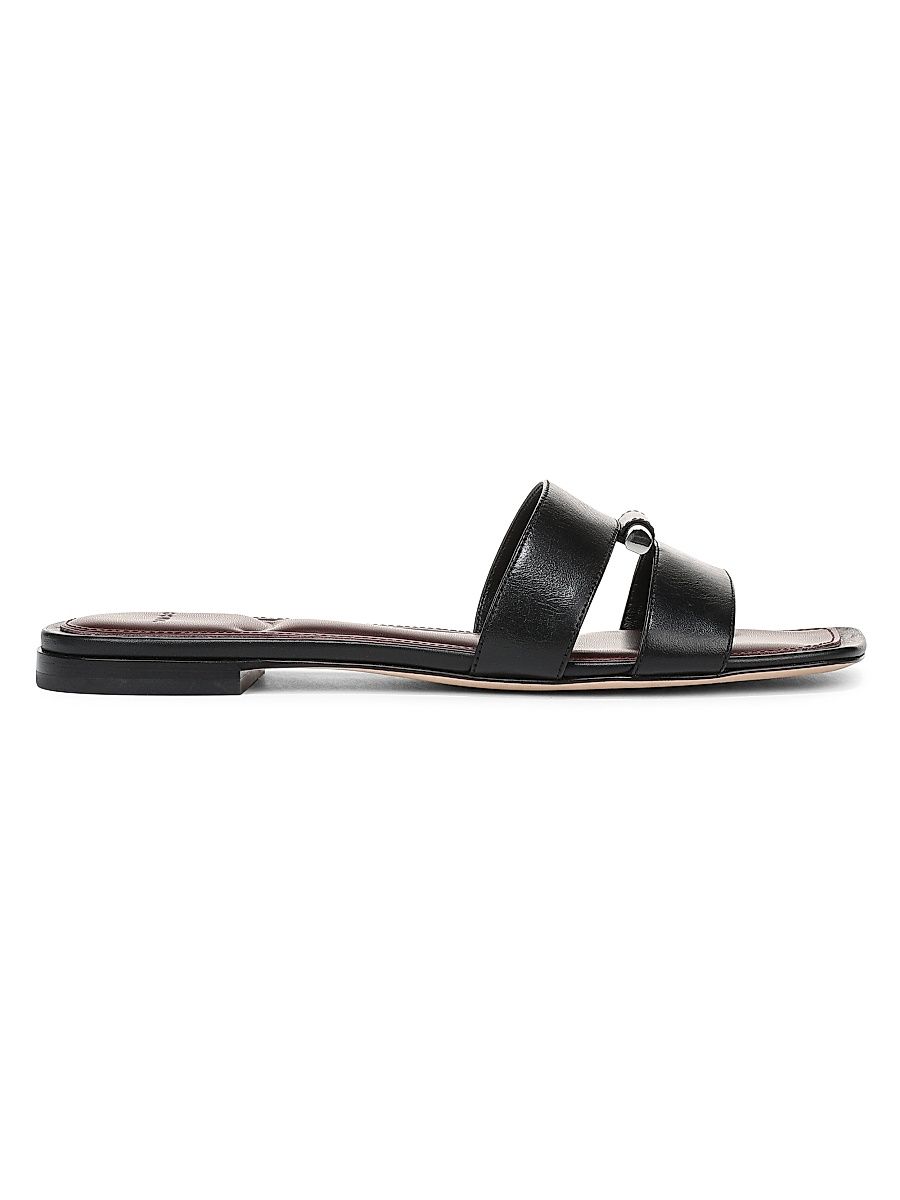 Women's Piper Hardware-Detail Leather Sandals - Black - Size 11