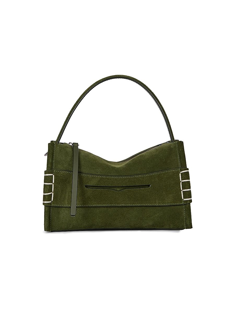 Women's Small Loafer Suede Top Handle Bag - Khaki