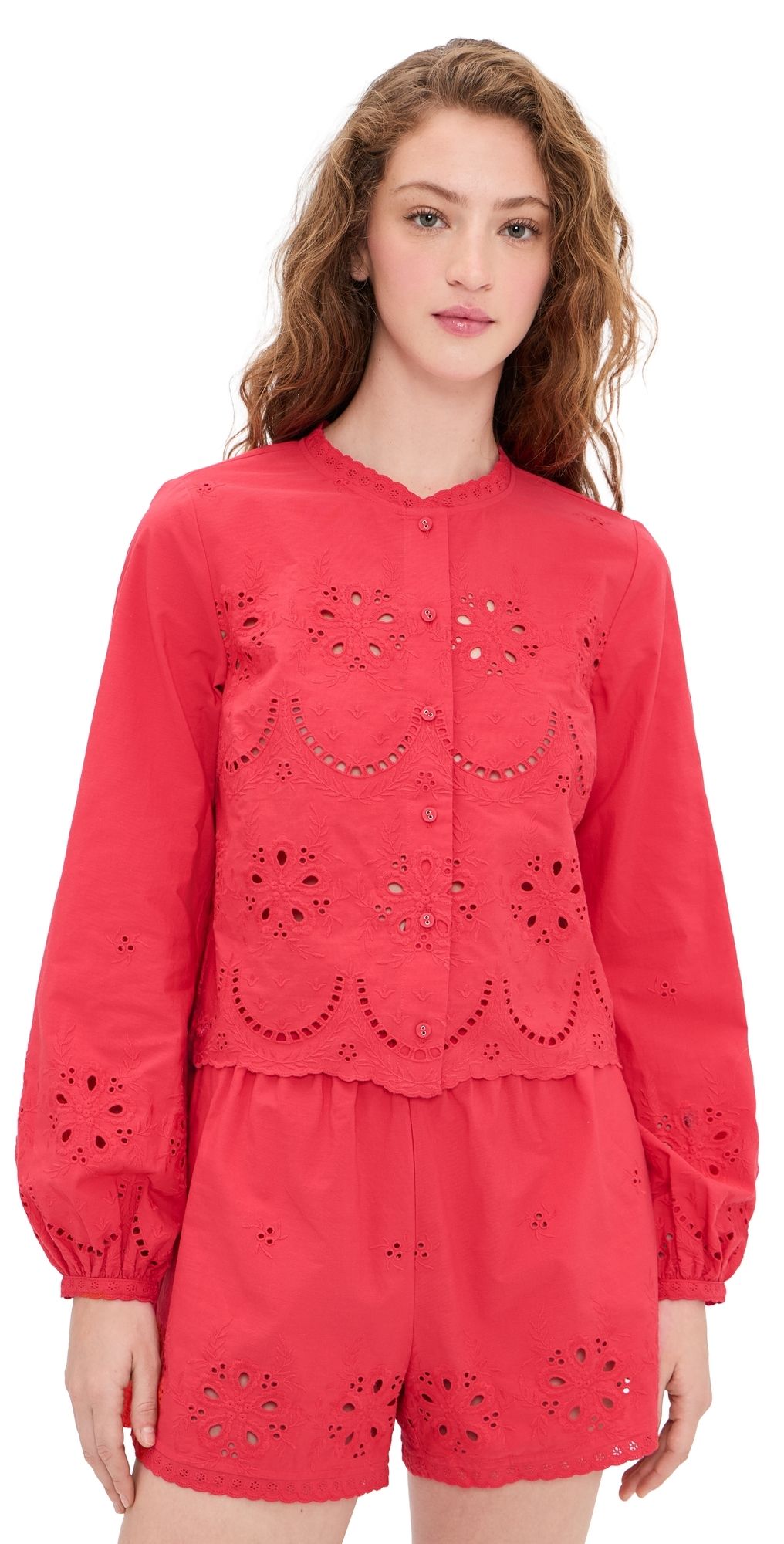CAMI NYC Kalena Cotton Blouse Candy Apple XS