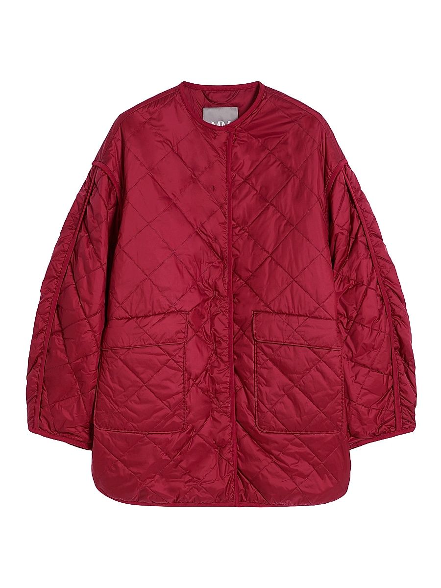 Women's Quilted Nylon Overshirt - Dark Red - Size 16