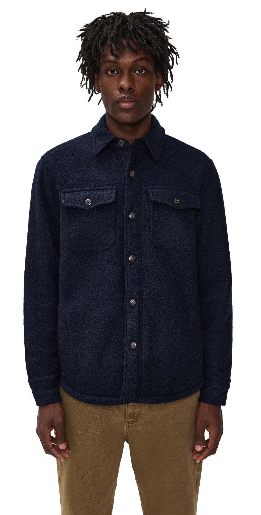 Faherty Range High Pile Fleece Lined CPO Jacket navy shadow twill L