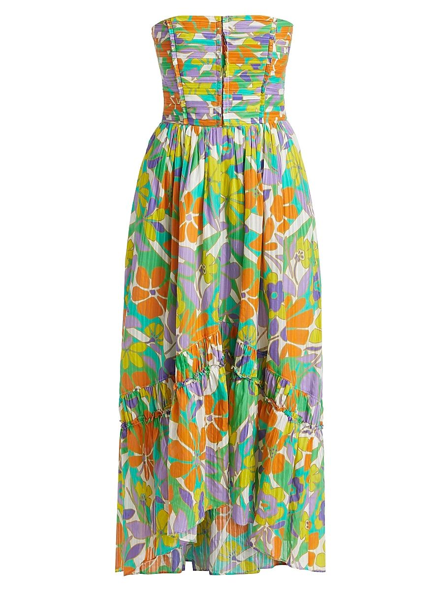 Women's Murphy Floral Strapless Midi-Dress - Retro Garden - Size XL