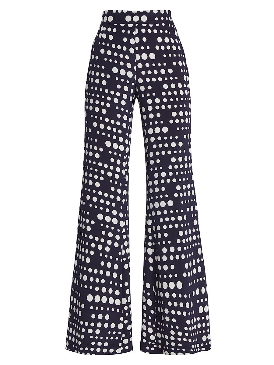 Women's Dot Dotism Wide-Leg Pants - Navy White - Size Small