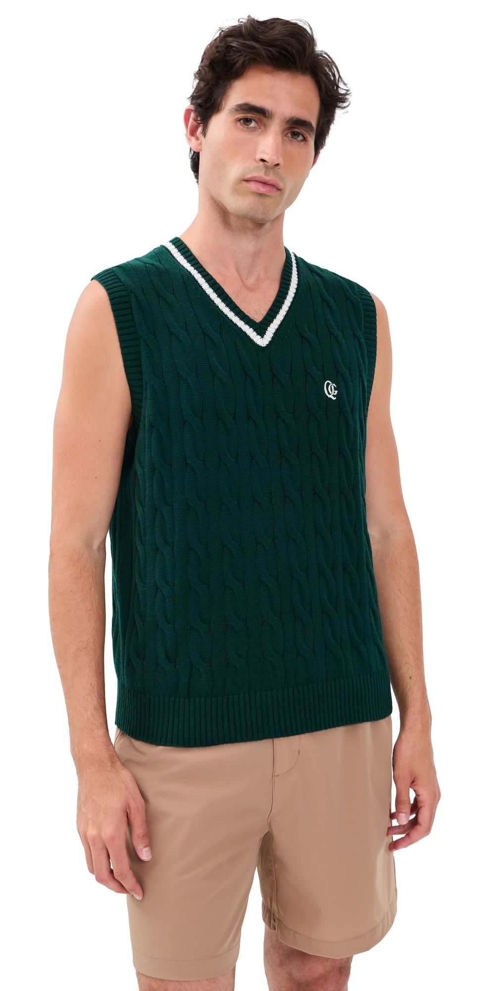 Quiet Golf Cable Knit Vest Fern XL