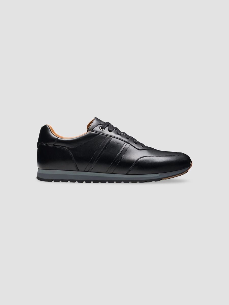 Magnanni Men's Ventura Leather Low-Top Sneakers - Black - Size 10