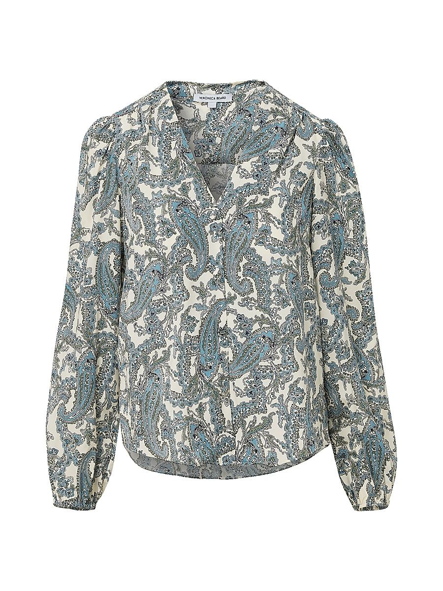 Women's Farah Paisley V-Neck Blouse - Ecru Multi - Size 16