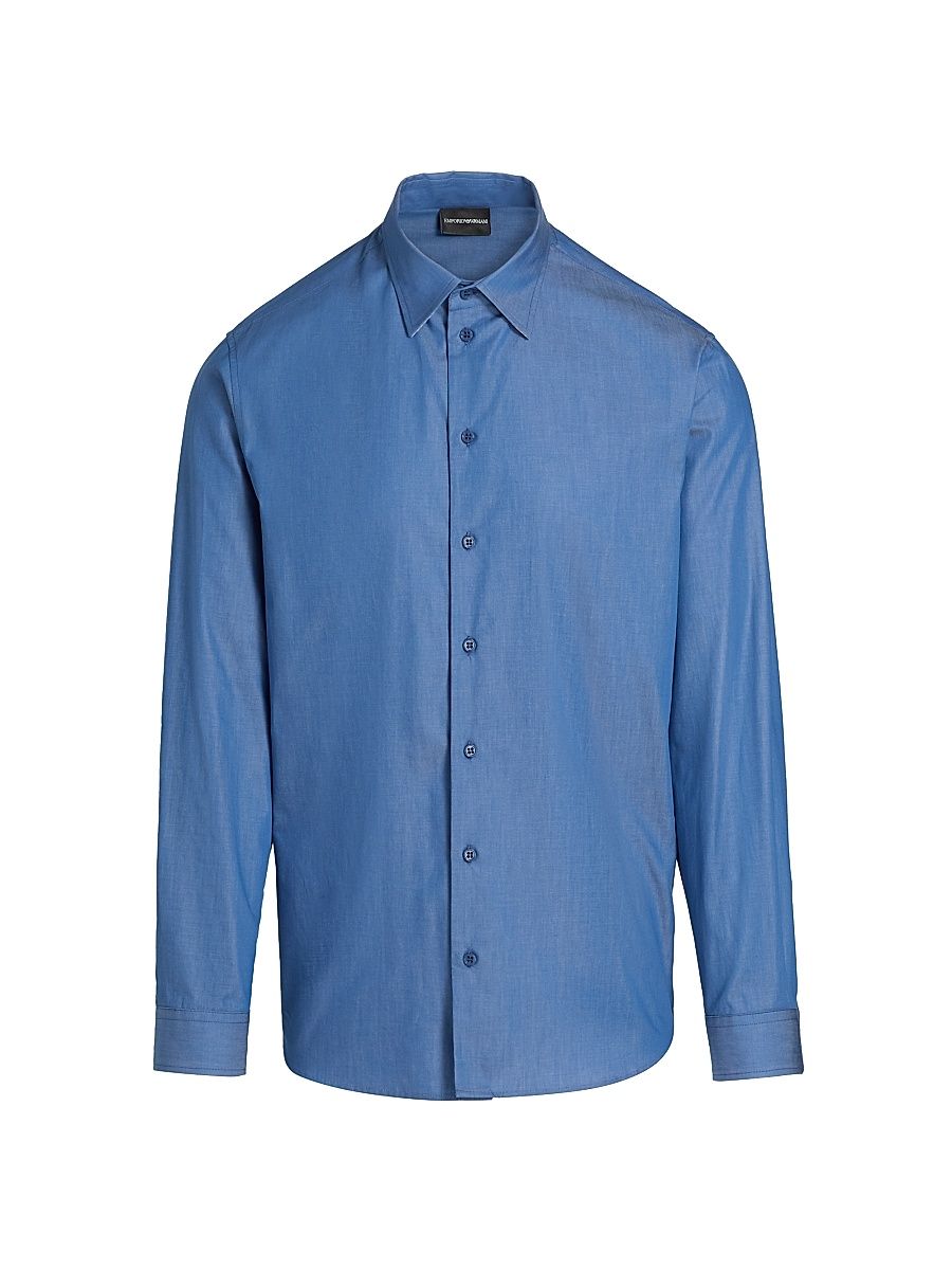 Men's Contrast Collar & Cuff Cotton Sport Shirt - Blue - Size XXL