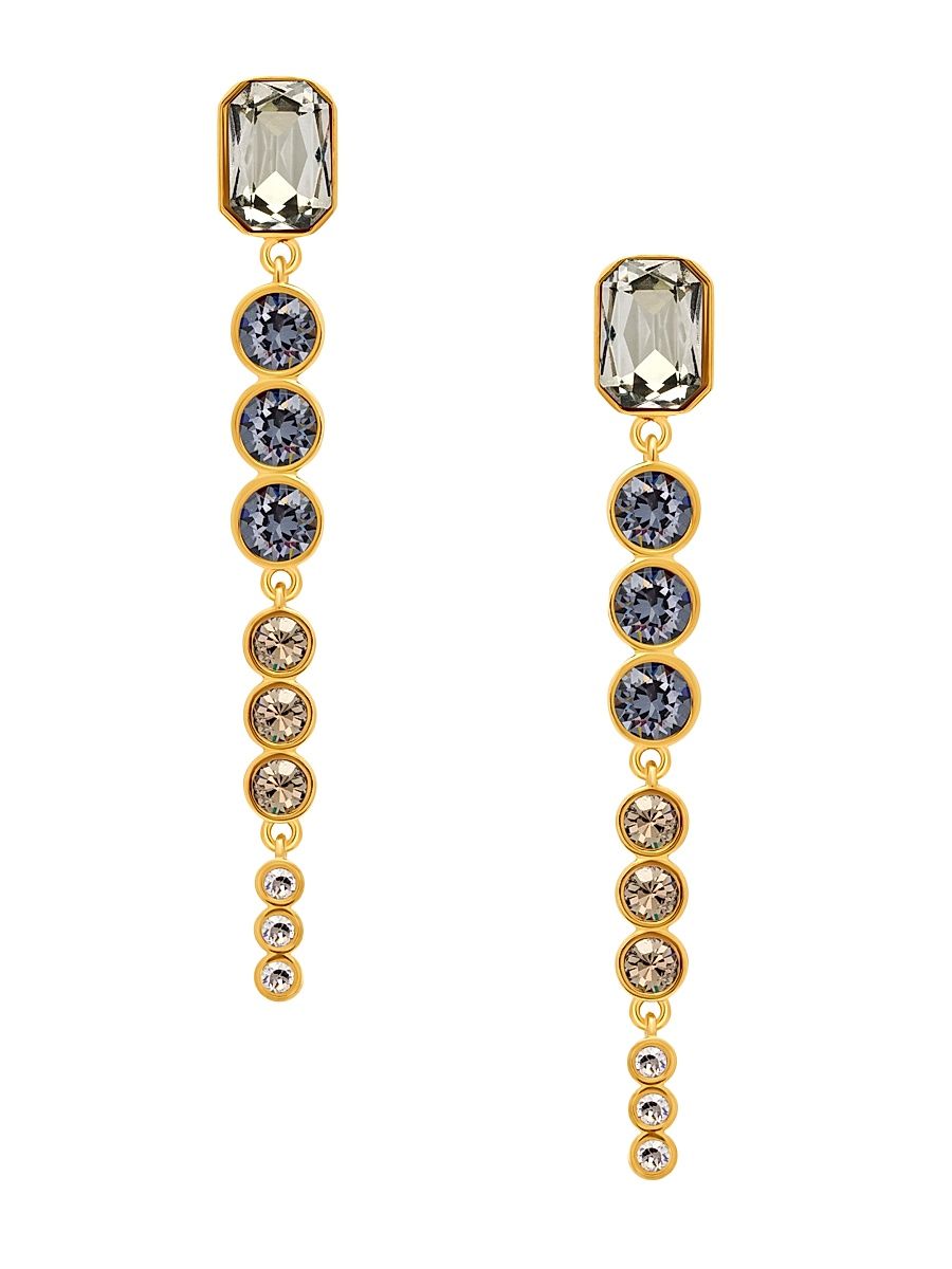 Women's Goldtone Cascading Rhinestone Graduated Drop Earrings - Black Diamond