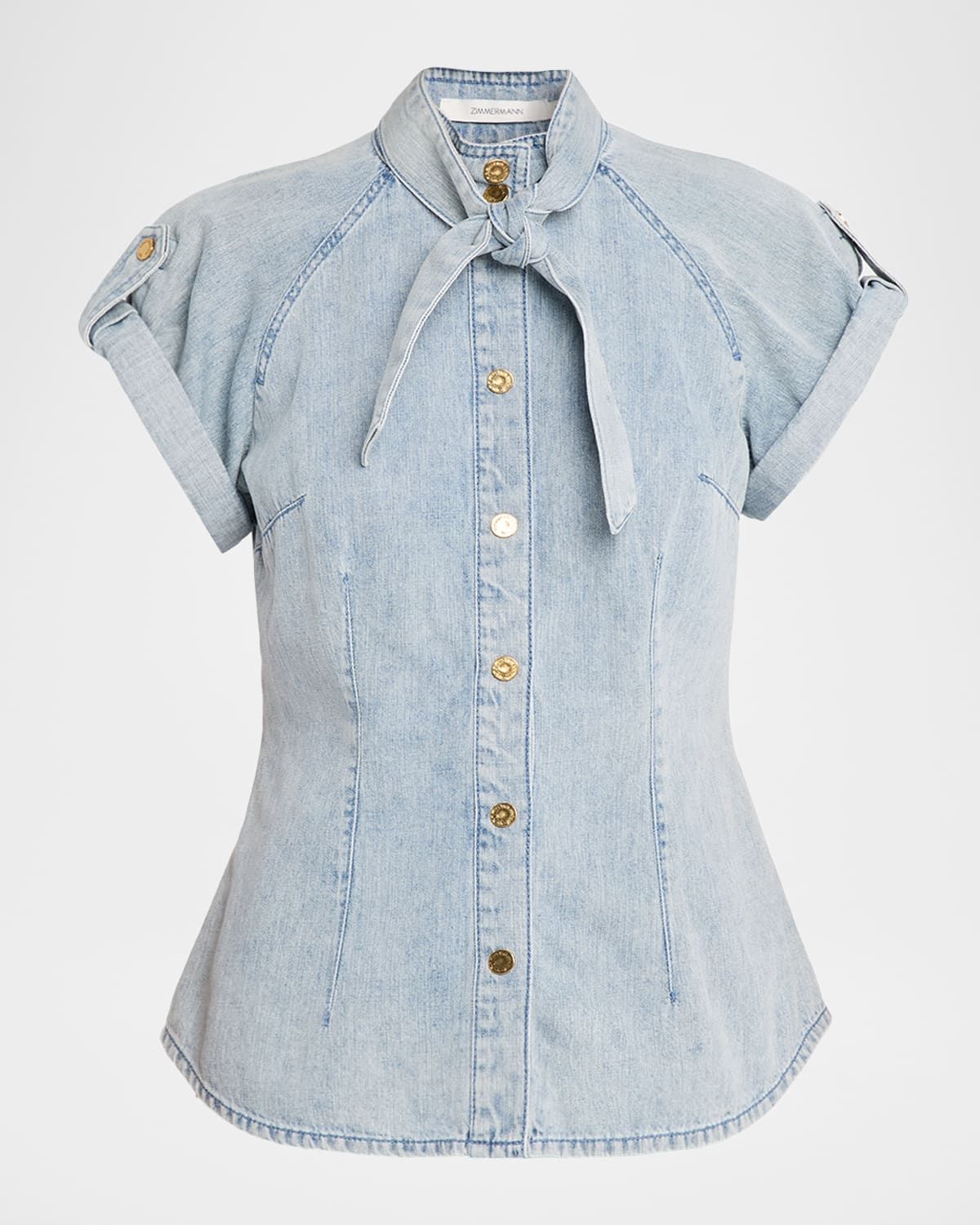 Denim Tie-Neck Top