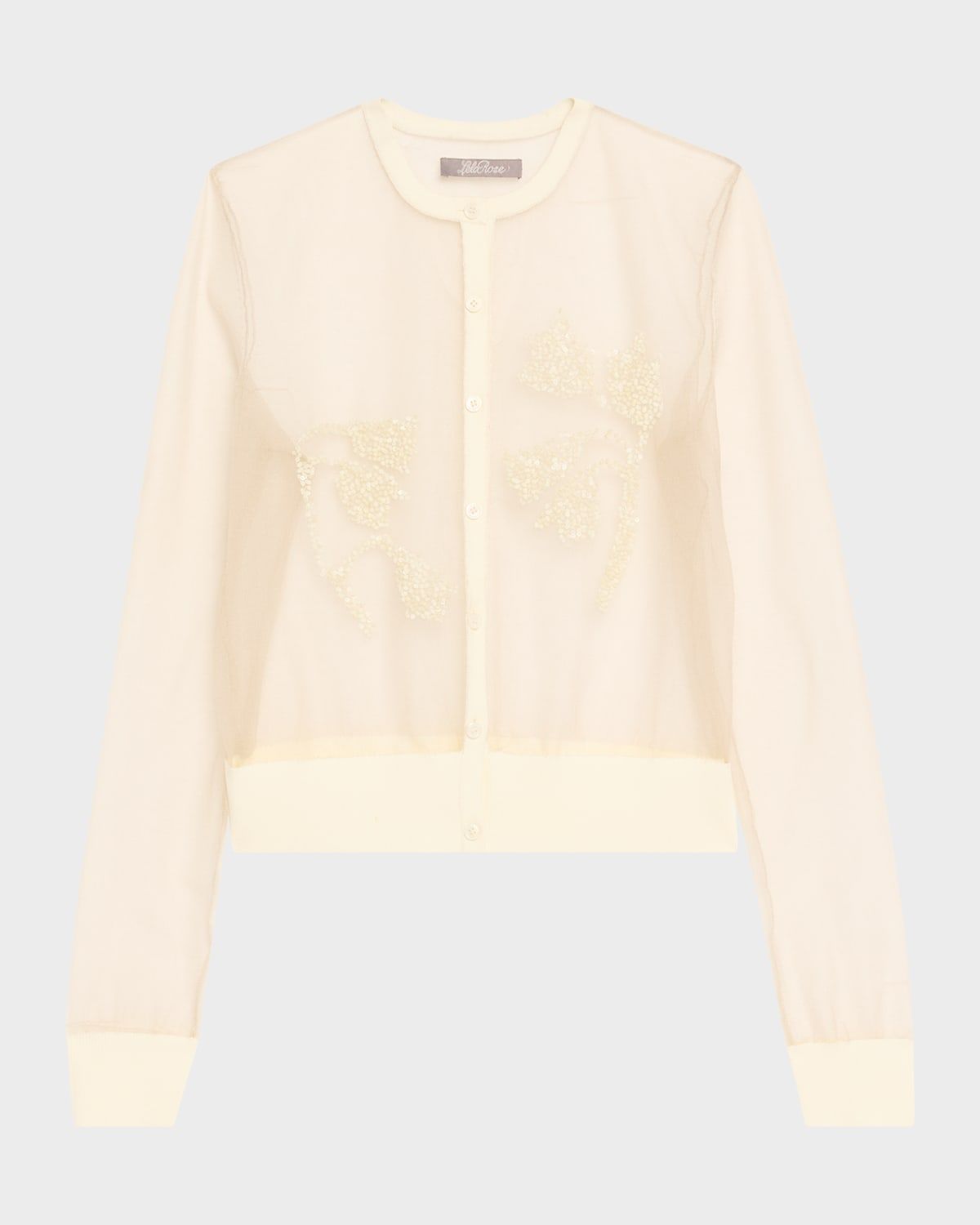 Tulip Beaded Sheer Crewneck Cardigan