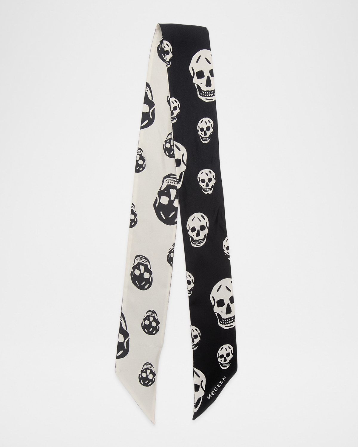 Silk Twill Ribbon Skull Scarf