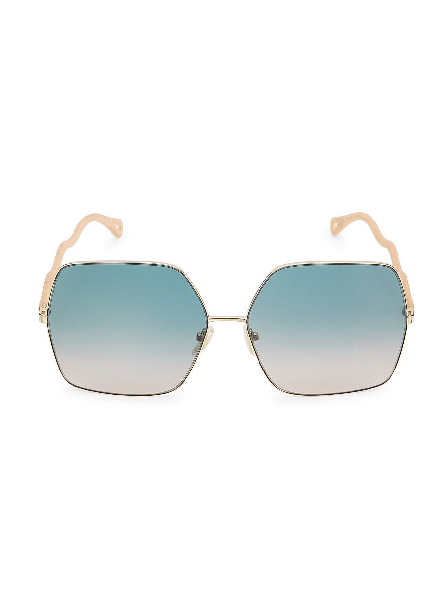 Women's Noore 64MM Square Sunglasses - Gold