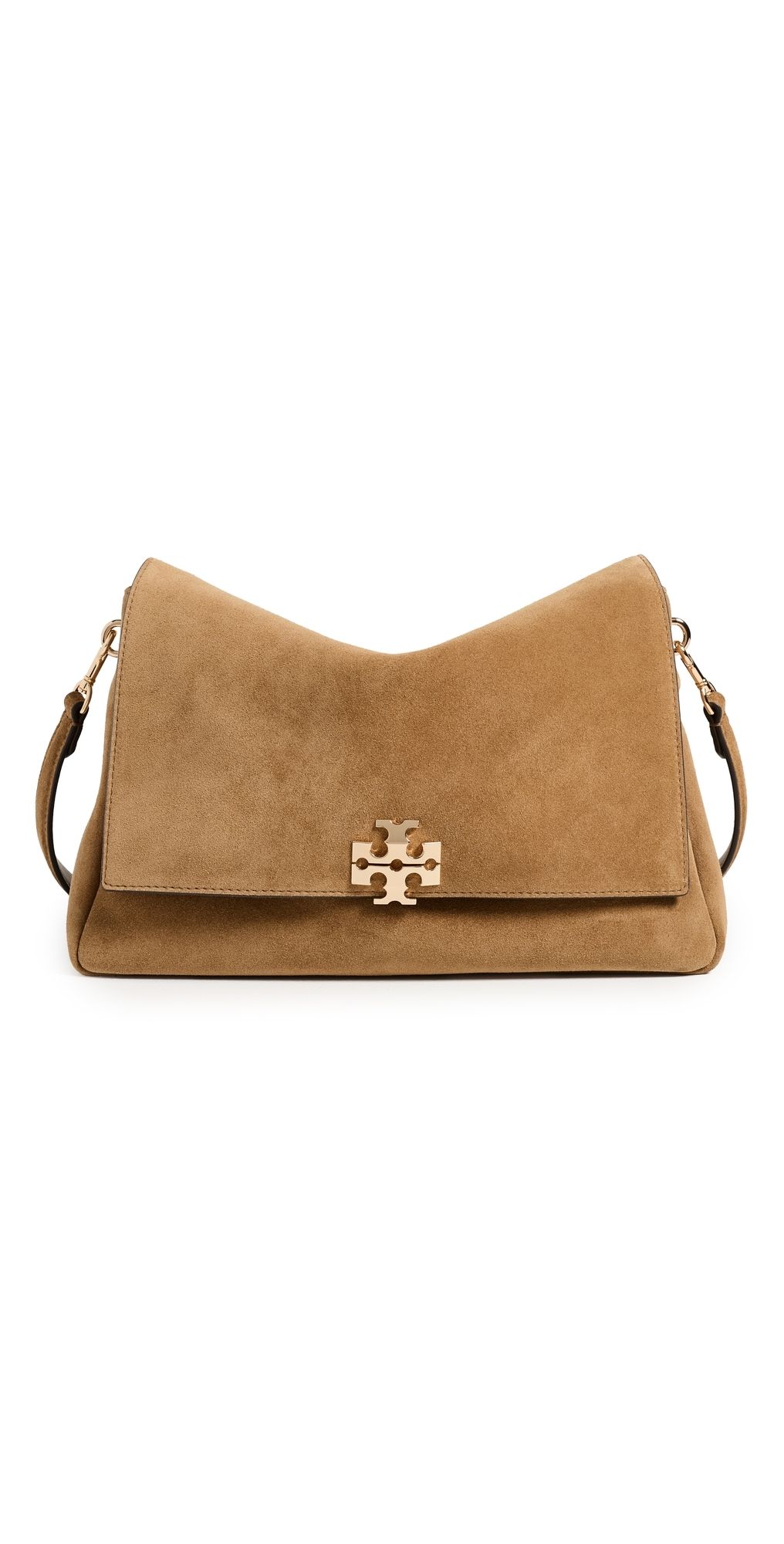 Tory Burch Charlie Suede Shoulder Bag Toffee One Size
