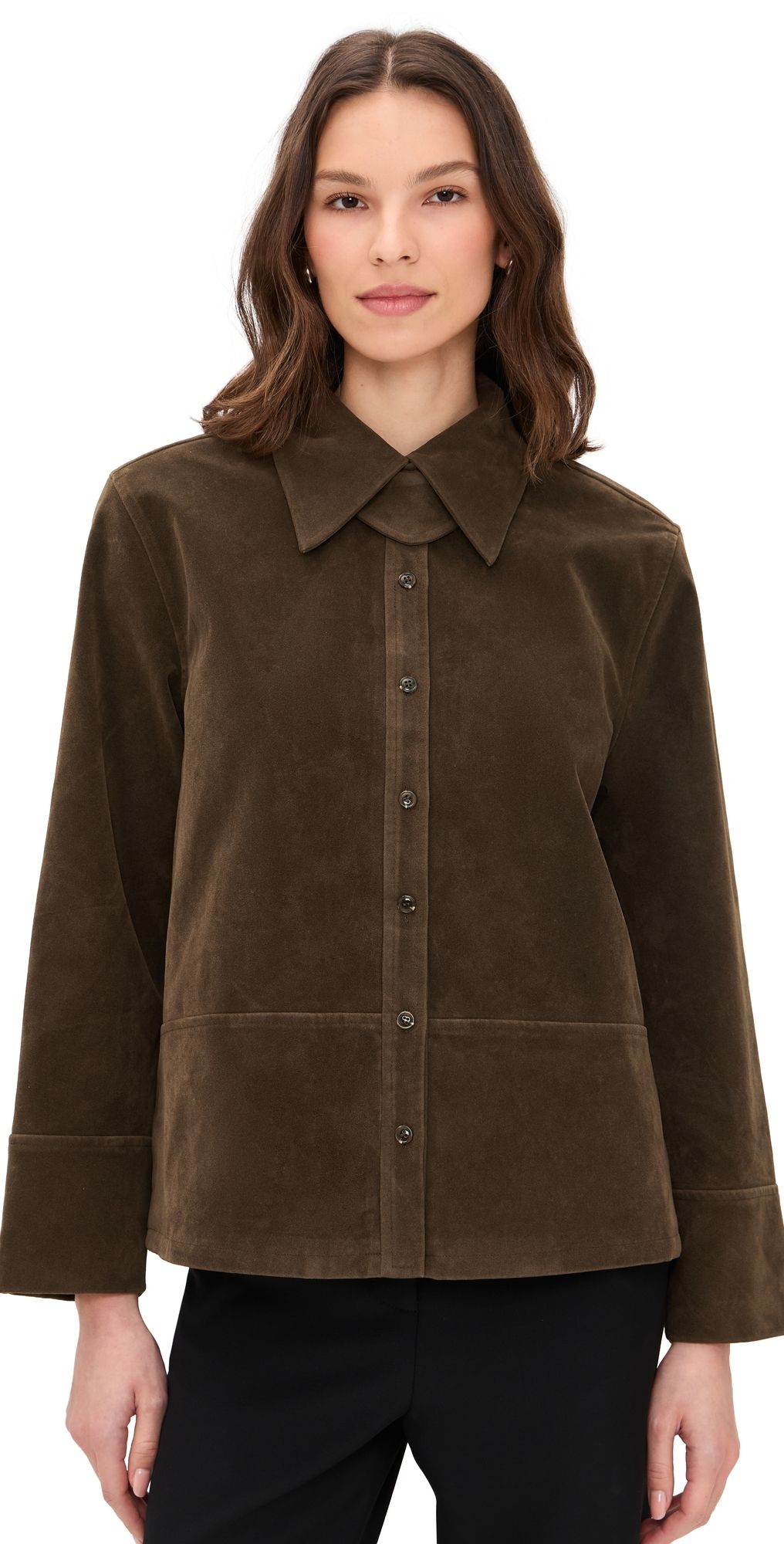 Apparis Ren Sans Suede Overshirt Dark Brown S
