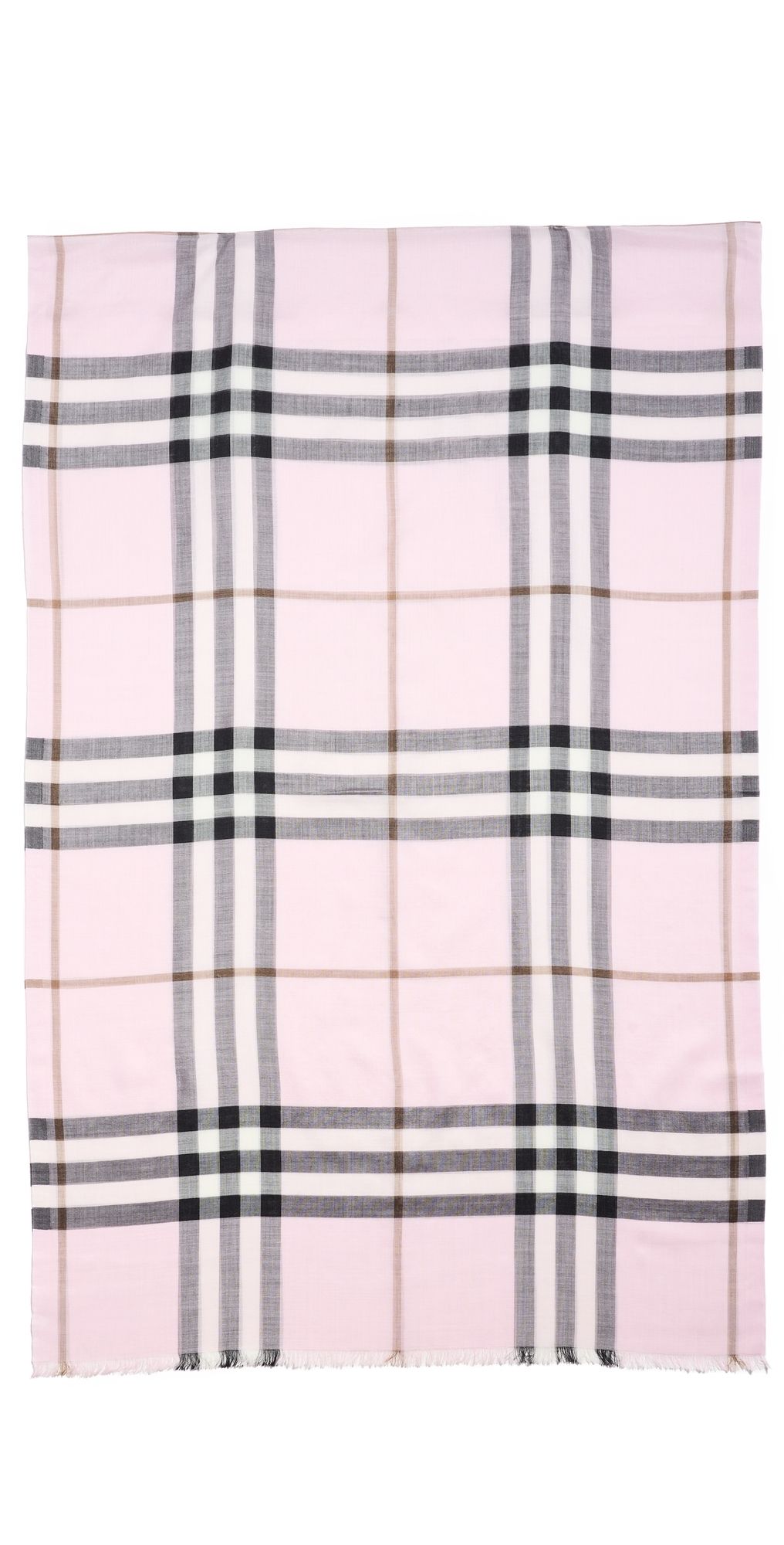Burberry Giant Check Gauze Scarf Pale Candy Pink One Size